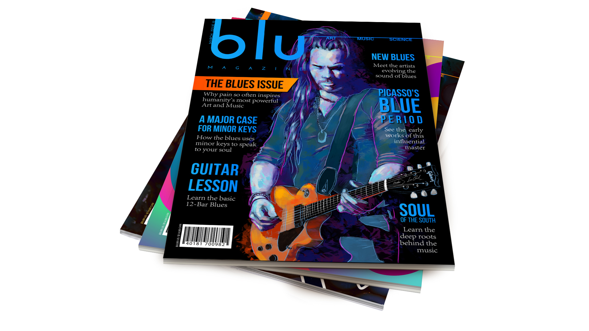 Blu Magazine Mockup